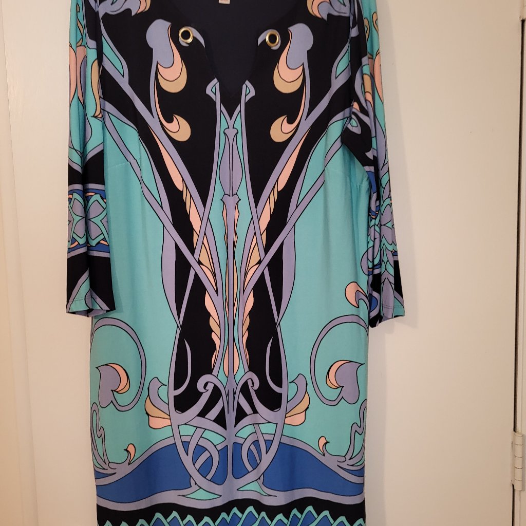 Dress Barn - Turquoise/Black Dress, Size Xl